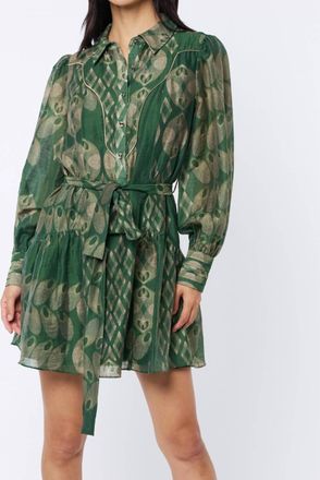 Ciebon Abbott Printed Mini Shirt Dress In Green