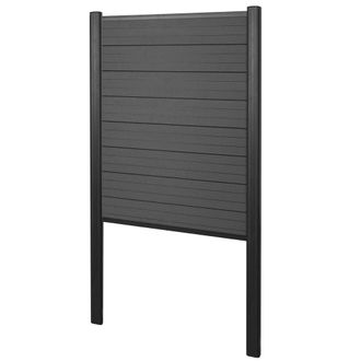 Hhg Hhg - Wpc Pantalla De Privacidad Sarthe, Valla Cortavientos, Poste De Aluminio Para Fijar En Hormig&oacute;n, Elemento Base Estrecho, 100cm Antracita