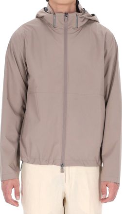 Herno Beige Waterproof Nylon Bomber Jacket