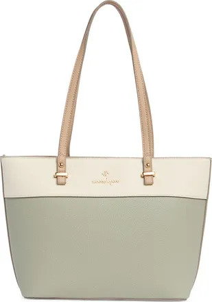 Nanette Lepore Sabine Colorblock Tote Bag & Pouch in Clary Sage - Rice - Warm Taupe at Nordstrom Rack