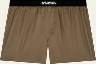Tom Ford Mens Silk Jacquard Logo Boxers