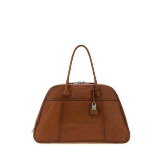 Miu Miu Camel Leather Vivant Shopping Bag Cognac Borse A Mano