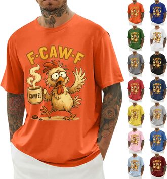 Generic F-CAW-F Tshirts Mens Funny Scream Chicken Humor T-Shirt Mens Short Sleeve Crew Neck Christmas Summer Tops Casual Loose F-CAW-F Shirt Plus Size(A102200