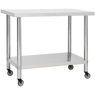 vidaXL Vidaxl - Mesa De Trabajo Para Cocina Con Ruedas Acero Inox 100x60x85 Cm