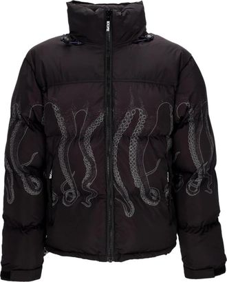 Octopus Zwarte gewatteerde jas met capuchon - Heren - Winterjassen - Zwart - S - Polyester - Jassen