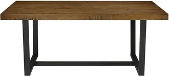 Walker Edison Modern Distressed Solid Wood & Metal Open Frame Dining Table