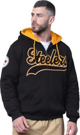 Starter Mens Starter Black Pittsburgh Steelers Big Shot Full-Zip Double Hoodie at Nordstrom, Size Medium