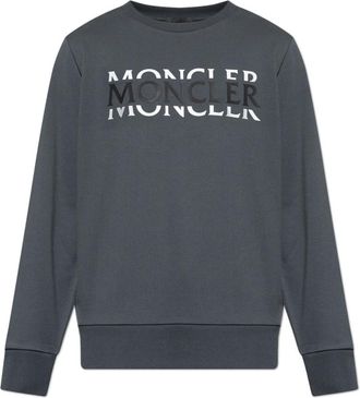 Moncler Sweatshirt met geprint logo - Heren - Sweatshirts - Grijs - M - Katoen - Hoodies & sweatvesten