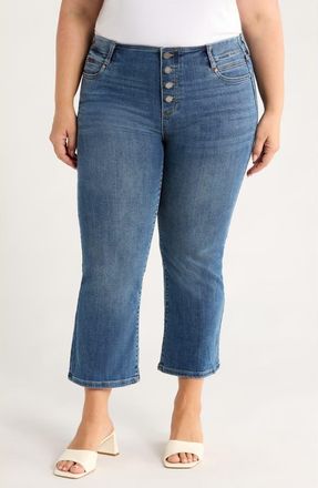Liverpool L.A. Gia Glider Exposed Button Crop Flare Jeans in Neola at Nordstrom Rack, Size 18W