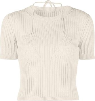Jacquemus La maille Bikini cropped top - women - Cotton/Polyamide - 38 - Neutrals