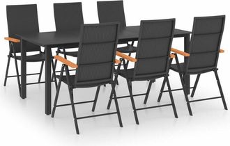 vidaXL Juego De Comedor Para Jard&iacute;n 7 Piezas Negro Y Marr&oacute;n Vidaxl