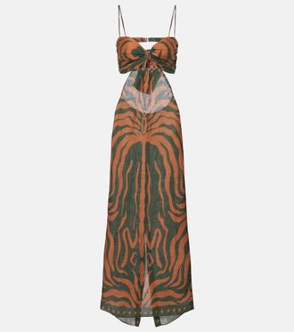 Johanna Ortiz Printed cutout linen maxi dress