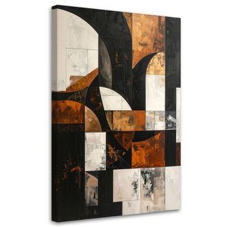 Feeby Cuadro En Lienzo, Abstracci&oacute;n Formas Geom&eacute;tricas Marr&oacute;n, 80x120