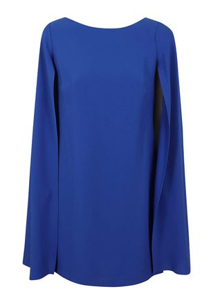 Ralph Lauren Refined Long Sleeve Cocktail Dress with Cascading Cape Sleeves