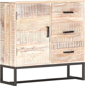 vidaXL Aparador De Madera Maciza De Acacia Blanco 73x30x75 Cm