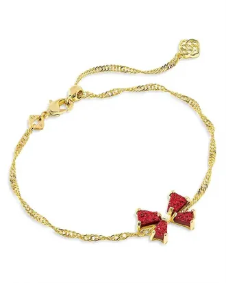 Kendra Scott Womens Blair Bow Small Chain Bracelet In Gold Bright Red Drusy