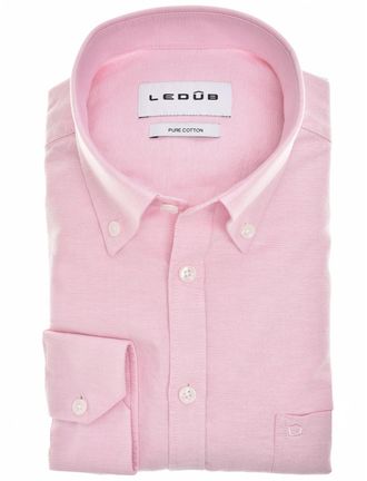 Led&ucirc;b Overhemd Ledub roze katoen button down Modern Fit met borstzak