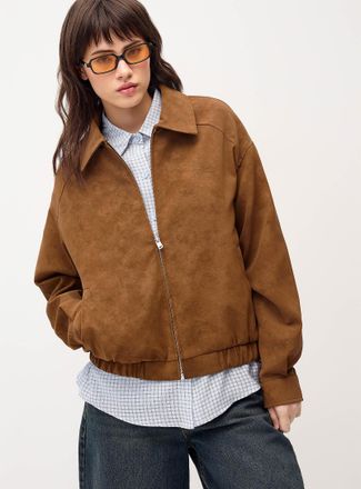 Twik Womens Oversized suede-finish jacket