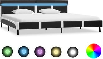 vidaXL Vidaxl - Estructura Cama Led Sin Colch&oacute;n Cuero Sint&eacute;tico Gris 180x200 Cm