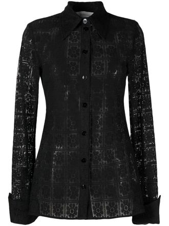 Sportmax floral-lace cotton shirt - Black