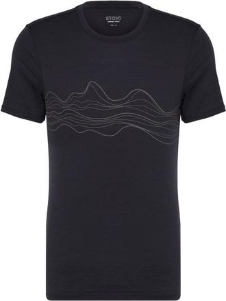 Stoic Merino155 LaholmSt. Print T-Shirt Lines Merinoshirt f&uuml;r Herren | schwarz