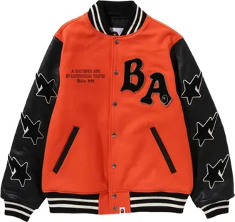 A Bathing Ape Relaxed Fit Varsity Jacket Orange 1I80-141-001-ORG