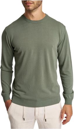 Daniele Fiesoli Maglia girocollo manica lunga - Heren - Ronde hals truien - Groen - 2XL - Katoen - Truien & Vesten