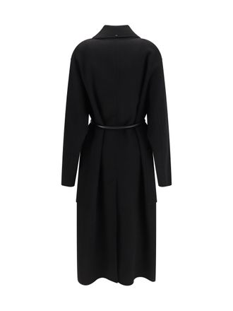 Max Mara Womens Oversized Wool Double Coat Zannata Black Merino