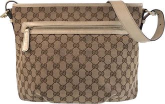 Gucci Beige Gg Canvas & Leather Shoulder Bag (Authentic Pre-Loved)