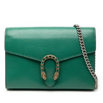 Gucci Pre-owned Womens Leather Dionysus Wallet On Chain - Dark Green - One Size