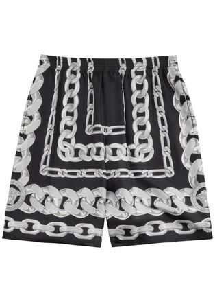 Versace Medusa Chains Silk-twill Shorts - Black - 46 (IT46 / S)