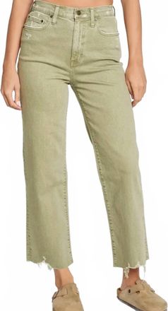 Daze Pleaser High Rise Wide Ankle Length Jeans In Matcha