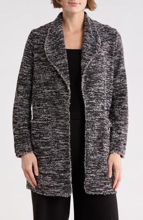 Max Studio Tweed Longline Jacket in Black/Ivory at Nordstrom Rack, Size X-Small