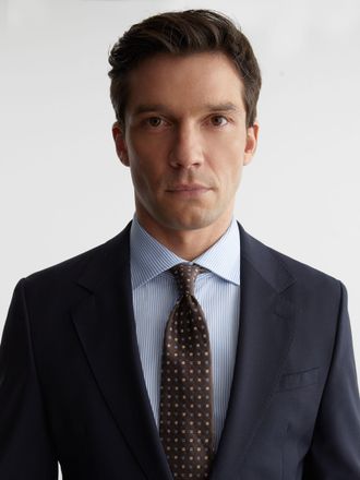 Reiss Chocolate Brown Linen-silk Blend Micro-square Tie