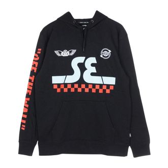 Vans Hoodies, male, Black, Size: L Black Mens Hoodie with Se Bikes Print