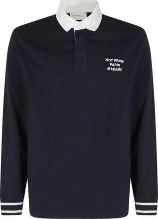 Dr&ocirc;le de Monsieur Slogan Polo - Heren - Polos - Blauw - S - Katoen - Tops