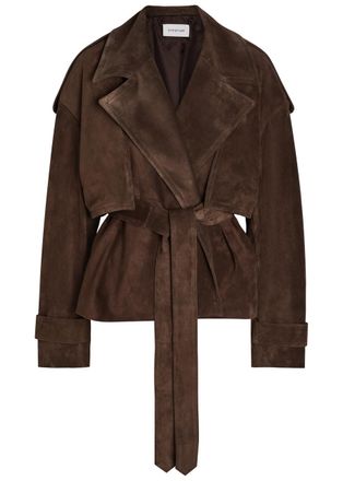 ARMARIUM Flamina Belted Suede Trench Jacket - Brown - 42 (UK10 / S)