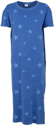 Generic Dreams Womens Cotton Sun Dress T Shirt Casual Star Print Summer Beach Holiday Cover Up (UK, Alpha, One Size, Regular, Regular, Blue Stars)
