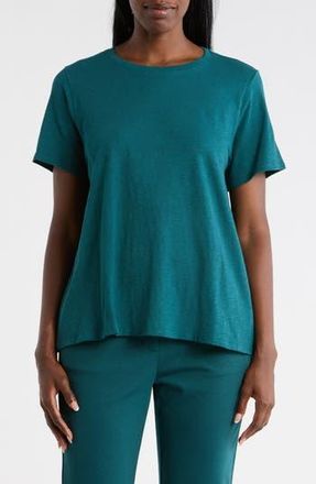 Eileen Fisher Crewneck Short Sleeve Organic Cotton T-Shirt in Aegean at Nordstrom Rack, Size X-Small