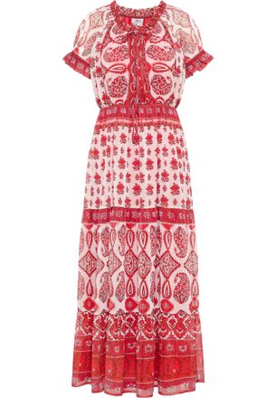 Usha Maxi-jurk met all-over print Dames Rood Veelkleurig
