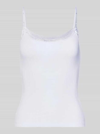 Review Slim Fit Top mit Spitzenbesatz in Weiss, Gr&ouml;&szlig;e XL