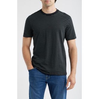 Mavi Stripe Crewneck T-Shirt in Jet Black at Nordstrom, Size Xx-Large