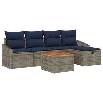 vidaXL Conjunto De Sof&aacute;s De Jard&iacute;n Con Coj&iacute;n 6 Pcs Gris Polirat&aacute;n Vidaxl