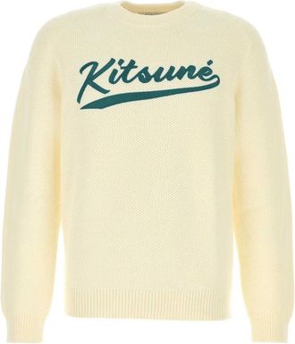 Maison Kitsun&eacute; Ivory Katoenmix Trui - Heren - Sweatshirts - Beige - M - Katoen - Hoodies & sweatvesten