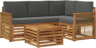 vidaXL Conjunto De Sof&aacute;s De Exterior 5 Uds. Natural Y Antracita Vidaxl