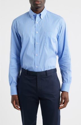 Roffe Accessories Eagle Regular Fit Blue Gingham Check Cotton Button-Down Oxford Shirt in Royal Blue at Nordstrom, Size 15.5 - 32