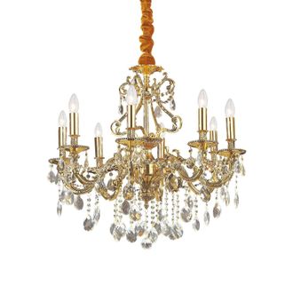 Netlighting Gioconda 8 Light Crystal Chandelier Antique Gold Finish E14 in Clear