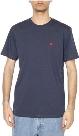 Wrangler Sign Off Tee - Heren - T-shirts - Blauw - M - Tops