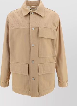 Gucci paneled cotton denim jacket with front pockets