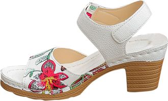 Generic Women Summer Fashion Leather Open Toe Sandals Outdoor Casual Comfortable Beach Walking Footwear with Arch Support (White, 5.5)